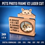 Pets Photo Frame Laser Cut SVG | Dog Cat Picture Frame CNC Files | Pet Memorial Photo Holder | Wooden Animal Frame Digital Download - Image 3