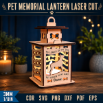 Pet Memorial Lantern Laser Cut File | Dog Cat Remembrance Candle Holder SVG | Personalized Pet Loss Sympathy Gift | Wooden Memorial Lantern CNC DXF PDF EPS - Image 3