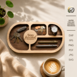 Dump Tray Laser Cut Files, SVG DXF PDF Bundle, Wooden Valet Tray Template, Instant Download - Image 4