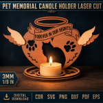Pet Memorial Candle Holder Laser Cut File | Dog Cat Remembrance Lantern SVG | Personalized Pet Loss Gift | Wooden Sympathy Candle Holder CNC Template - Image 2