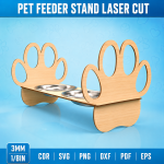Pet Feeder Stand Laser Cut File | Raised Dog Cat Bowl Holder SVG | Wooden Elevated Pet Food Stand Template | CNC Digital Download DXF PDF EPS PNG CDR - Image 3