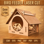 Bird Feeder Laser Cut File, Wooden Bird Feeder SVG, Garden Birdhouse CNC Template, Outdoor Bird Feeding Station DXF, DIY Plywood Feeder Plan - Image 3