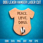 Dog Leash Hanger Laser Cut File | Pet Leash Holder SVG | Dog Wall Hook CNC Template | Paw Print Key Holder DXF PDF EPS Digital Download - Image 3