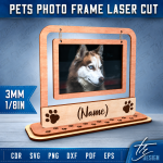 Pet Photo Frame Laser Cut File | Dog Cat Picture Frame SVG | Pet Memorial Frame DXF | Wooden Pet Portrait CNC Template - Image 3