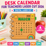 Teacher Calendar 2026 SVG | Desk Calendar Laser Cut File | Digital Download - Image 4