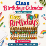 Class Birthday Calendar Laser Cut File | Classroom Birthday Board SVG | Digital Download - Image 4
