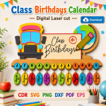 Classroom Birthday Tracker SVG | Teacher Classroom Decor Laser Cut File - Image 4