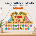 Family Birthday Calendar Laser Cut File | Birthday Reminder Board SVG | Digital Download - Image 4
