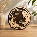 Koi Fish Laser Cut File SVG | Yin Yang Koi Wall Art SVG | Layered Fish Decor DXF EPS PNG | CNC Wood Sign Laser Cut Template - Image 3
