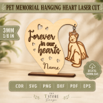 Pet Memorial Hanging Heart Laser Cut Files | Dog Cat Remembrance Ornament SVG | Pet Loss Sympathy Gift | Wooden Heart Memorial Decor | CNC Digital Download - Image 3