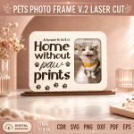Pets Photo Frame v.2 Laser Cut SVG | Dog Cat Picture Frame CNC Files | Pet Memorial Photo Holder Template | Wooden Pet Lover Gift DXF EPS PDF - Image 3