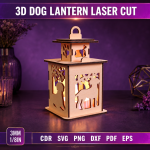3D Dog Lantern Laser Cut SVG | Wooden Puppy Lamp Files | Pet Night Light CNC Template | Dog Lover Gift DXF EPS PDF Download - Image 4