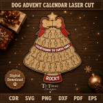 Dog Advent Calendar Laser Cut File | Christmas Pet Treat Countdown Box SVG DXF PDF | Wooden Puppy Holiday Calendar CNC Digital Download - Image 3