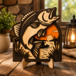 Layered Bass Fishing Laser Cut Files | 3D Wooden Fish Scene SVG | AI EPS DXF PDF DWG | CNC Glowforge LightBurn Cricut Template - Image 3