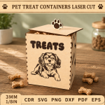 Pet Treat Containers Laser Cut Files | Dog & Cat Treat Jar SVG DXF PDF EPS | Wooden Pet Food Storage Box Template | Pet Snack Holder CNC Files - Image 3