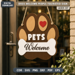 Dogs Welcome People Tolerated Sign SVG | Funny Dog Lover Laser Cut File | Pet Door Sign DXF CNC - Image 3