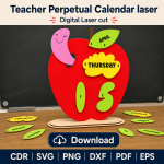 Teacher Calendar SVG | Perpetual Classroom Calendar Laser Cut File | Digital Download - Image 3