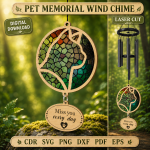 Pet Memorial Wind Chime SVG | Dog Cat Remembrance Laser Cut File | Rainbow Bridge Sympathy Gift Digital Download - Image 3
