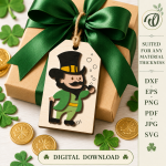 St Patricks Day Gift Tags Bundle Laser Cut File, Irish Shamrock Favor Tag SVG DXF, Lucky Charm Wood Tag Template, Glowforge CNC Digital Download - Image 3