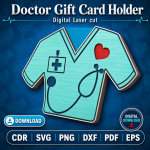 Doctor Gift Card Holder SVG | Laser Cut Medical Gift Card Holder | Doctor Appreciation Gift | CDR SVG PNG DXF PDF EPS - Image 4