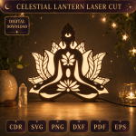 Starry Moon Night Light Laser Cut Files | Wooden Lantern SVG DXF Bundle | DIY Celestial Lamp CNC Glowforge Template - Image 3