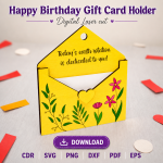 Birthday Gift Card Holder SVG | Happy Birthday Laser Cut File | Digital Download - Image 4