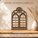 Gothic Windows Laser Cut SVG Bundle | 10 Cathedral Window Designs | Gothic Arch Wall Decor Files | Church Window CNC Pattern | CDR DXF PDF EPS PNG - Image 3