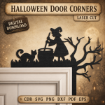 Halloween Door Corners Laser Cut Files | Spooky Door Frame Decor SVG DXF PDF | Haunted House Halloween CNC Template - Image 3