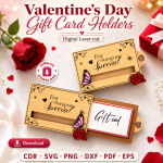 Valentine Gift Card Holder SVG | Valentine's Day Laser Cut File | Digital Download - Image 4