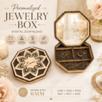 Jewelry Box with Mirror Laser Cut Bundle, Wooden Vanity Organizer SVG, 3D Makeup Storage Box DXF, CNC Laser Cut Files - Image 4