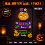 Halloween Wall Hanger Laser Cut SVG, Spooky Door Sign DXF, Witch Ghost Pumpkin Wall Decor, Halloween CNC Template, Digital Download File - Image 4