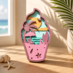 Tropical Beach Lantern SVG Bundle, Layered Wood Laser Cut Files, Summer Vacation Decor, Pineapple Flip Flop Starfish SVG for Glowforge - Image 4