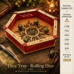 Dice Tray SVG, Rolling Dice Tray Laser Cut File, DND Dice Holder, Tabletop Game Dice Box, CNC Digital Download, DXF PDF EPS PNG - Image 3
