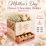 Flowers & Chocolate Gift Box Laser Cut Files, SVG DXF PDF Bundle, Gift Packaging Template - Image 3