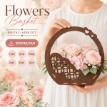 Flower Basket SVG Bundle, Laser Cut Gift Basket Template, DIY Home Decor and Gift Packaging - Image 4