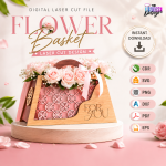 Flower Basket SVG Bundle, Laser Cut Gift Basket Template, DIY Home Decor and Floral Display - Image 3