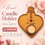 Heart Candle Holder Laser Cut Files, SVG DXF PDF Bundle, Romantic Gift Template, Instant Download - Image 3