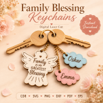 Mom and Dad Keychain SVG Bundle, Personalized Family Keychain Template, DIY Gift Download - Image 4