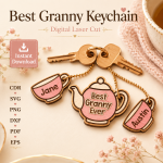 Laser Cut Mom Dad Keychains SVG, Family Keychain Bundle, Glowforge Cricut Instant Download - Image 4
