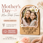 Personalized Mom Photo Frame SVG, Laser Cut Family Keepsake Frame, Mother’s Day Gift Template - Image 4