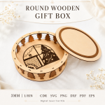 Round Wooden Gift Box Bundle SVG | CNC Laser Cut File, Wooden Keepsake Box Template, Gift Box DXF PDF Digital Download - Image 3