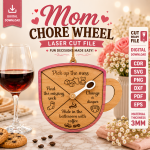 Mom Chore Wheel Laser Cut SVG, Family Chore Chart Files, Glowforge Cricut Template, Kids Routine Planner - Image 10