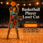 Basketball Player SVG 3D Layered Silhouette, Dunk Sports Cut File
