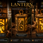3x Animal Lantern Deer-Wolf-Eagle