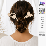 Hair Sticks and Pins Laser Cut Bundle, Wooden Hair Accessories SVG, Hair Pin CNC Template, DXF PDF EPS Files - Image 5