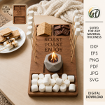 S’mores Station Tray Laser Cut Bundle, Camping Treat Holder SVG, Marshmallow Bar CNC Template, DXF PDF EPS - Image 3