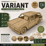 Volkswagen Variant Paper Model Template | Printable 3D Wagon PDF | DIY Papercraft Download