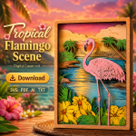 Flamingo SVG 3D Layered Mandala, Tropical Bird Cut File, Glowforge Laser Cut Multi Layer Plywood
