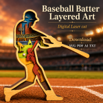 Baseball Player SVG 3D Layered Silhouette, Batter Sports Cut File