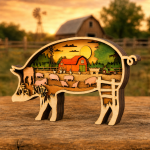 Pig SVG, 3D Layered Mandala, Farm Animal, Glowforge Laser Cut - Image 3